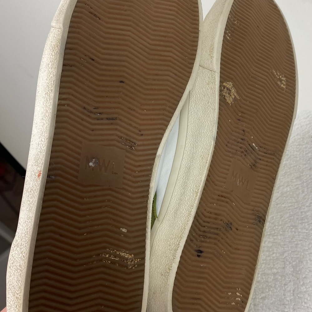 Madewell Sidewalk Sneakers Shoes Sz 9 White Leather Calf Hair Animal Print Low - Picture 9 of 10
